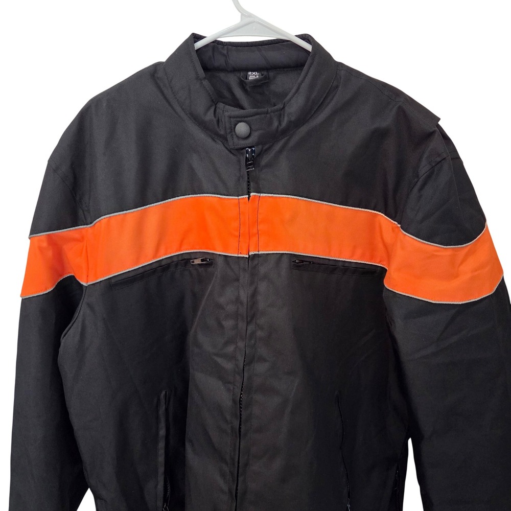 Vance Leathers Mens 2XL Black Orange Textile Motorcycle Jacket Reflective Liner